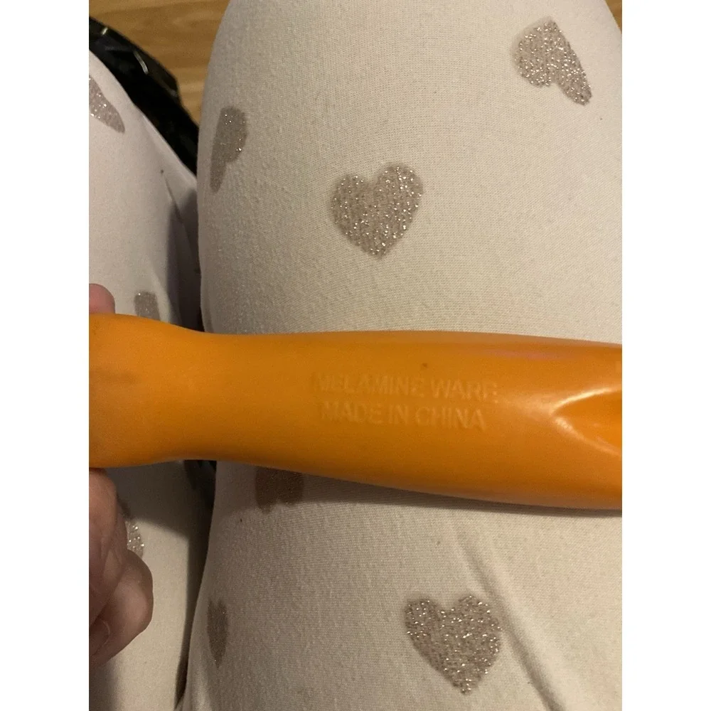 Orange Melamine Ware  Slotted Spoon Kitchen Utensil Stir‎ Serve Mix Vintage